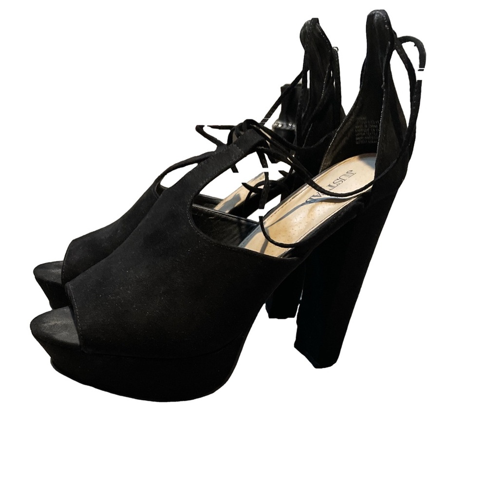 Justfab MARLENA Platform HEELED Black SANDAL Woman’s 10